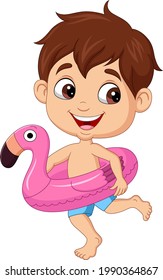 Cartoon little boy with inflatable ring