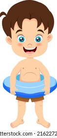 Cartoon little boy with inflatable ring