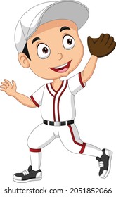 Cartoon little boy playing a baseball