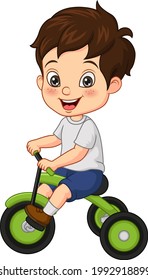 Cartoon Little Boy Riding Tricycle Stock Vector (Royalty Free ...