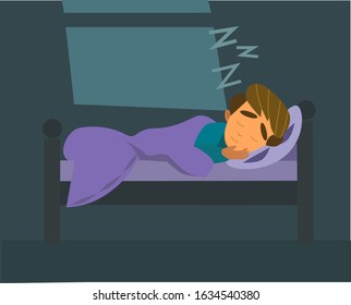 Cartoon of little boy sleeping on a pillow.Vector illustration.