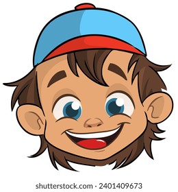 Cartoon little boy. 
Vector illustration of young teenager outlined. Boy head drawing 