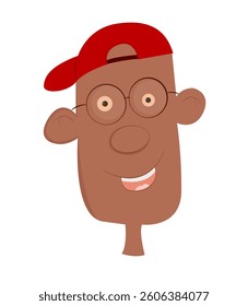 Cartoon little boy. Vector illustration of young teenager outlined. Boy head drawing