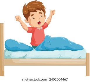 Cartoon little boy wake up