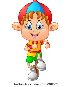 Cartoon little boy walking
