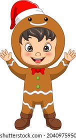 Cartoon little boy wearing cookie costume