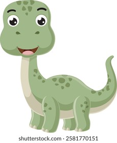 Cartoon little brontosaurus on white background