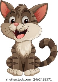 Cartoon little brown cat laughing