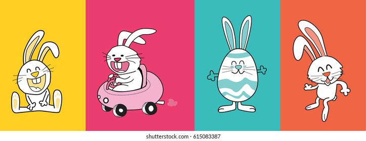 Cartoon little bunny Easter egg