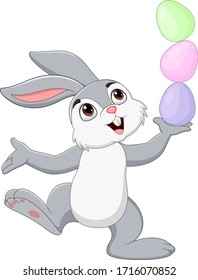 Pequeño conejito con huevos de Pascua