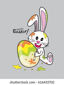 Cartoon little bunny paint Easter egg