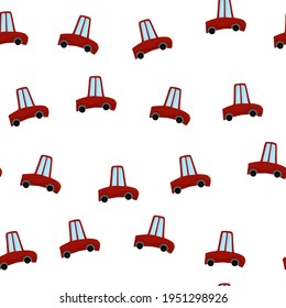 Cartoon little car seamless pattern. Children vector illustration for clothing or interior decoration
