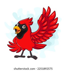 Cartoon little cardinal bird on white background