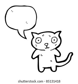 cartoon little cat with speech bubble