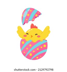 caricatura de una pequeña chica con huevos con patas en Pascua. decorar tarjetas de felicitación para niños