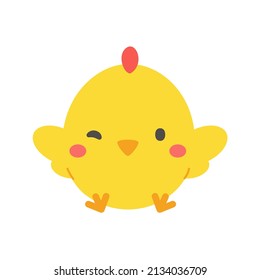 cartoon little chick Hatched eggs on Easter. decorate greeting cards for children