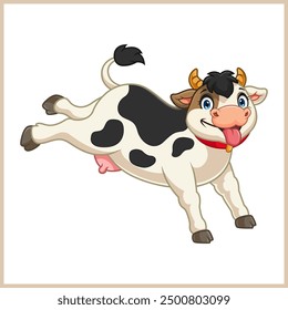 cartoon little cow jumping happily