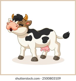 cartoon little cow singing and mooing