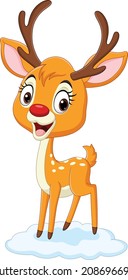 Cartoon little deer on white background