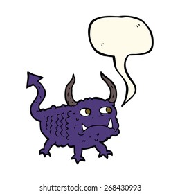 cartoon little demon with speech bubble