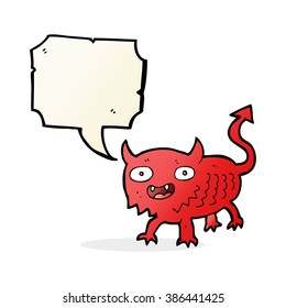 cartoon little demon with speech bubble