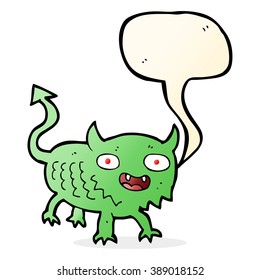 cartoon little demon with speech bubble