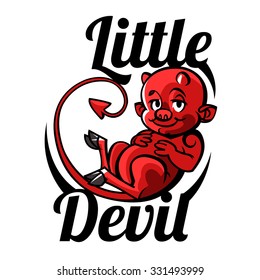 cartoon little devil or Imp -  halloween vector illustration logo template