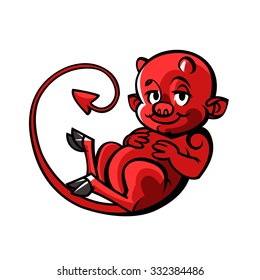cartoon little devil or Imp -  halloween vector illustration logo template