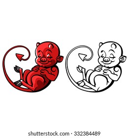 cartoon little devil or Imp -  halloween vector illustration logo template