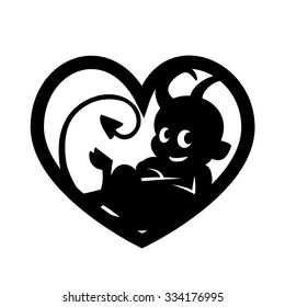 cartoon little devil or Imp -  halloween vector illustration logo template