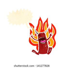 caricatura de pequeño demonio con burbuja de habla