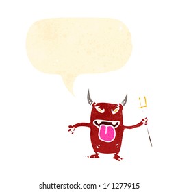 cartoon little devil with speech bubble