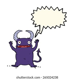cartoon little devil with speech bubble