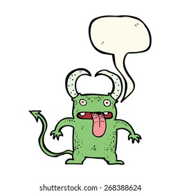 cartoon little devil with speech bubble