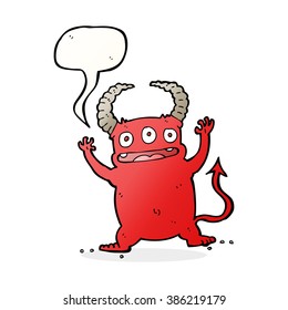 cartoon little devil with speech bubble