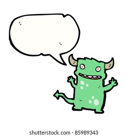 cartoon little devil with speech bubble