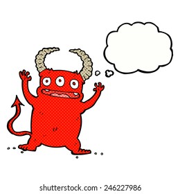 cartoon little devil with thought bubble
