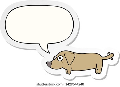 cartoon little dog with speech bubble sticker