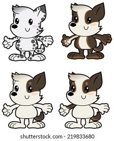 Cartoon little dogs in different colors