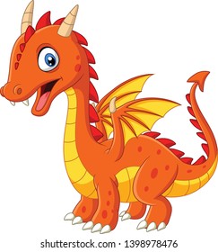 Cartoon little dragon isolated on white background