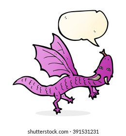 cartoon little dragon with speech bubble