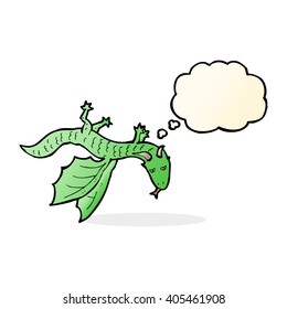 cartoon little dragon with thought bubble