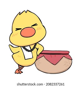 cartoon little duck and cat