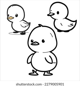 cartoon little duck set design. cute duck animal icon illustration
