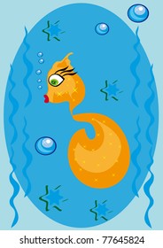 cartoon little fish on isolated background. Illustration.