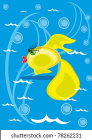 cartoon little fish on isolated background. Illustration.