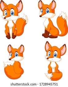 Cartoon little fox collection set