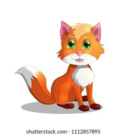 Cartoon little fox isolated on white background
