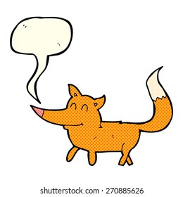 pequeño zorro de dibujos animados con burbuja de habla