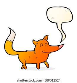 pequeño zorro de dibujos animados con burbuja de habla